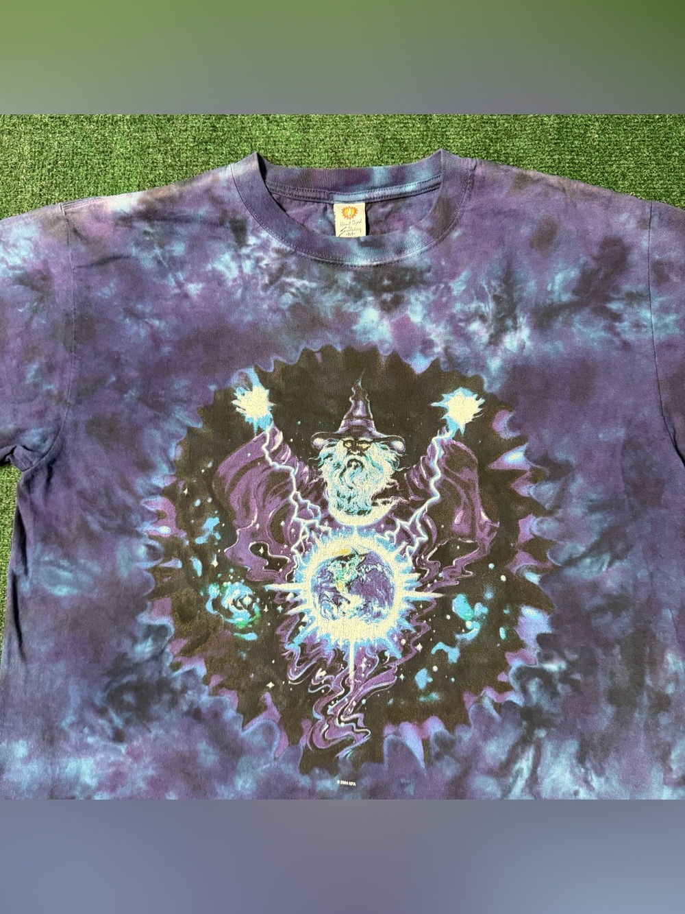 Vintage 2004 Sundog Tie Dye Wizard Earth Magic T-Shirt Mens Medium Purple